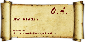 Ohr Aladin névjegykártya